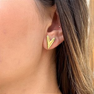 Brinco IsaLuz Coração Liso Banhado em Ouro 18k