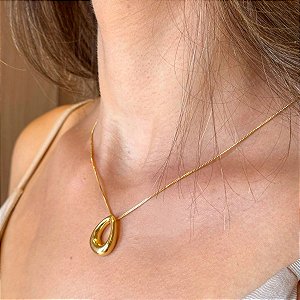 Colar IsaLuz Gota Vazada Banhado em Ouro 18k