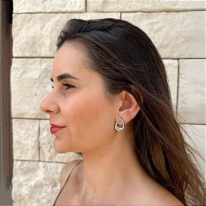 Brinco IsaLuz Gota Vazada Banhado em Ródio Branco