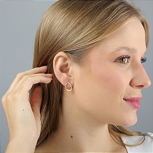 Brinco IsaLuz Organico Oval P Banhado em Ouro 18k
