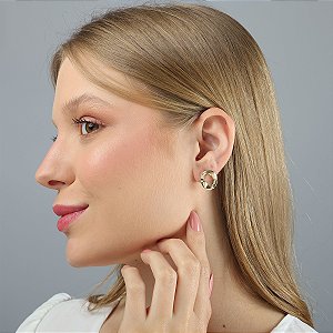 Brinco IsaLuz Circulo Vazado Irregular Banhado em Ouro 18k