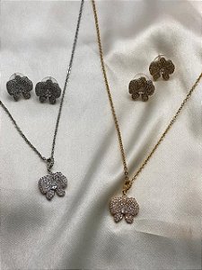 Conjunto colar e brinco - orquídea
