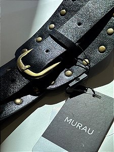 CINTO LARGO TACHAS PRETO