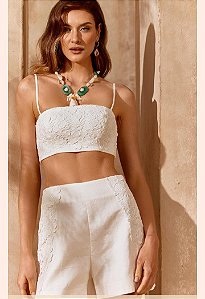 CONJUNTO CROPPED E SHORT COM RENDA