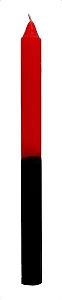Vela palito bicolor preta / vermelha - 20cm altura