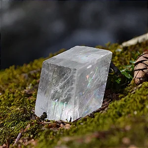 Calcita ótica natural bruta - direcionamento e clareza -20 a 27g