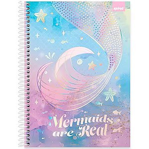 Caderno "mermaids are real" (sereias são reais) 1 matéria - 80 folhas