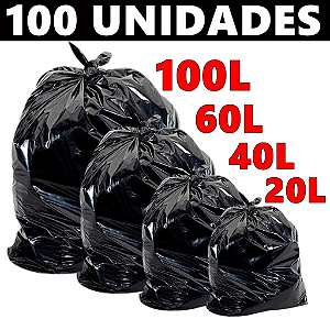 Saco de Lixo Resistente com 100 unidades (20/40/60/100 Litros)