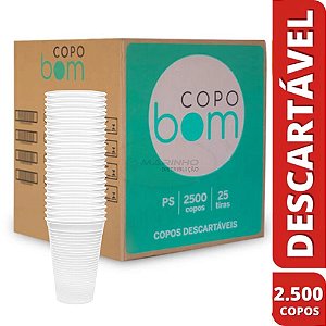 Copo Descartável Copo Bom caixa com 2.500 unidades