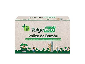 Palito dental de Bambu Talge  Embalado  Um a Um Linha Eco Com 2000 Unidades