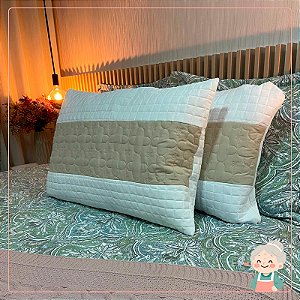 02 Porta Travesseiros Matelado Cappuccino / Branco com Ziper