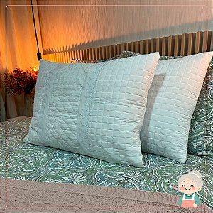 02 Porta Travesseiros Matelado Branco com Renda e Ziper