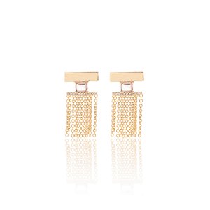 Brinco Pureza Franja Cristal Rodolita e Zircônia