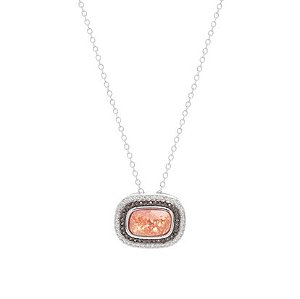 Colar Retangular de Cristal Ice Morganita com Bordas Cravejadas de Zircônias