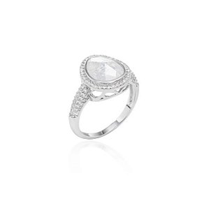 Anel Orgânico com Cristal Ice e Zircônias Brancas