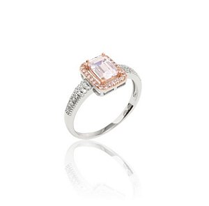 Anel Cristal Quartzo Rosa Zircônia Rosa