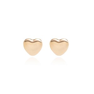 Brinco Liso de Coração 13x13 - Banho de Ouro 18k