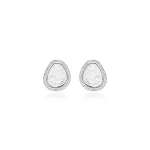Brinco Orgânico com Cristal Ice e Zircônias Brancas