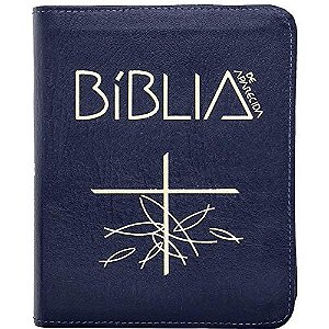 Biblia de Aparecida: Media Ziper Azul