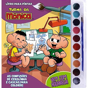 Turma da Monica Livro para Pintar com Aquarela - Cebolinha e Cascao