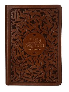 BIBLIA NVI BIBLE JOURNALING, COUROSOFT MARROM COM BAIXO RELEVO, COM ESPACO