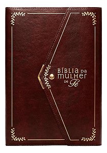 Bíblia da Mulher de Fé, NVI, Letra Grande, Couro-Soft, Vinho, Com Fechamento Carteira