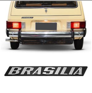 *** EMBLEMA (BRASILIA) VW BRASILIA 73/81 CROMADO COM FUNDO PRETO (REGUA) MARCON 308.