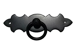 Puxador De Porta Preto Colonial Rustico Ferro Reforçado