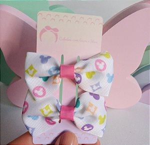 Laço parzinho Mickey Branco e candy color
