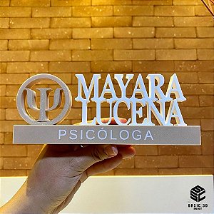 Letreiro de Mesa Profissão Decorativo 3D Personalizado Escritório Home Office Formatura 20cm