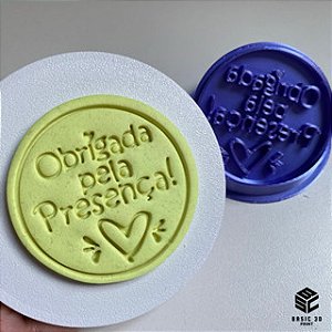 Kit cortador e marcador de biscoitos tema Obrigada pela presença Biscoitos Decorados 6cm