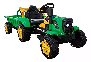 Trator Eletrico Bang Toys Com Cacamba 12V(Verde)