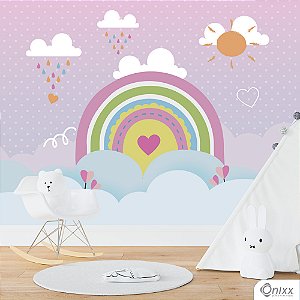 Painel Adesivo Arco-Íris Em Tons Pastéis