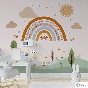 Painel Adesivo Arco-íris Jardim De Borboletas