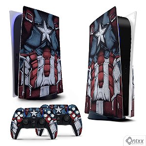 Skin PS5 Adesiva Uniforme Capitão América