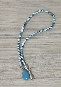 CORDÃO PEDRARIA AZUL BB C/PRATA 42CM 1UN