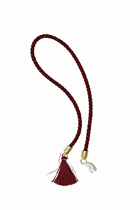 CORDÃO POMPOM VERMELHO C/OURO 42CM 1UN