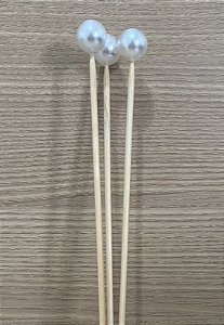VARETA DECORATIVA  BOLINHA PEROLADA 26CM 1UN