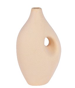 VASO MINIMALISTA COM ALCA EM CERAMICA MANTEIGA  31CM 1UN