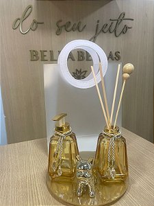 KIT DIFUSOR DOURADO COM MEL