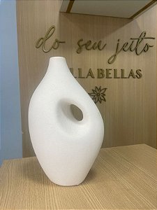 VASO MINIMALISTA COM ALCA EM CERAMICA OFF WHITE  31CM 1UN