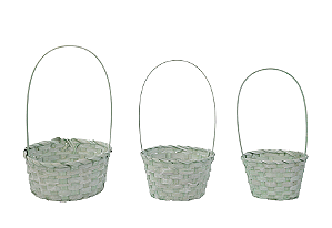 CESTA C/ALCA VERDE JOGO C/3 UNIDADES
