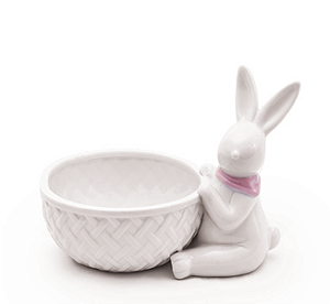 POTE DEC PORCELANA COELHO SENTADO BCO C/1 UN