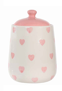 POTE DECORATIVO CORACAO ROSA 13cm 1UN