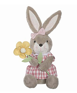 BONECA COELHA TECIDO ROSA 43cm 1UN