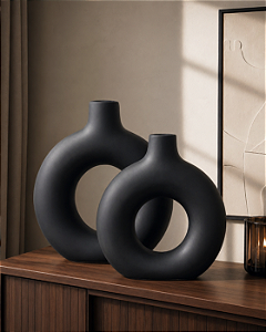 VASO DUPLA DE DONUTS PRETO