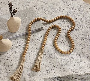 COLAR DECORATIVO EM MADEIRA E JUTA 1UN