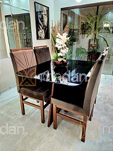 CONJUNTO DE JANTAR MARK 120X090 BLACK -  4 CADEIRAS TABACO MARROM MODELO 18