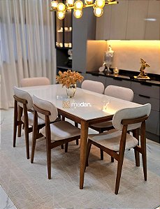 CONJUNTO DE JANTAR ELISA + BETINA 180X090 - 6 CADEIRAS