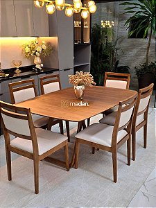 CONJUNTO MESA SOFIA 160X110 + 6 CADEIRAS LIZ
